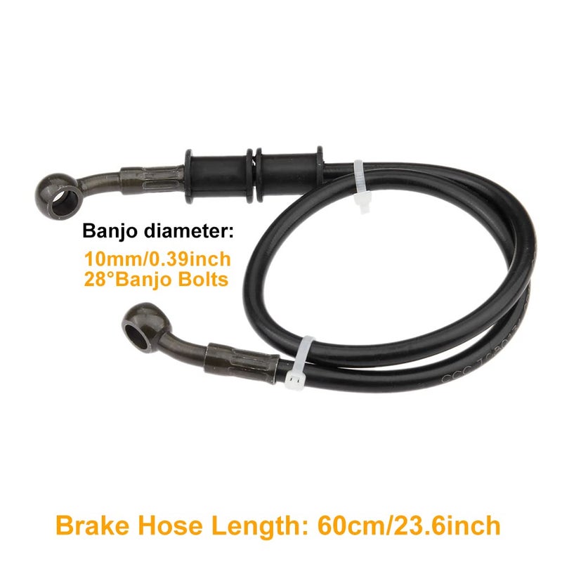 Mtsooning Motorcycle Brake Hydraulic Line, 60cm/23.6inch Braided Clutch Oil Pipe, Stainless Brake Hose Replacement for ATV Motorbike Pit Dirt Bike - Image 2
